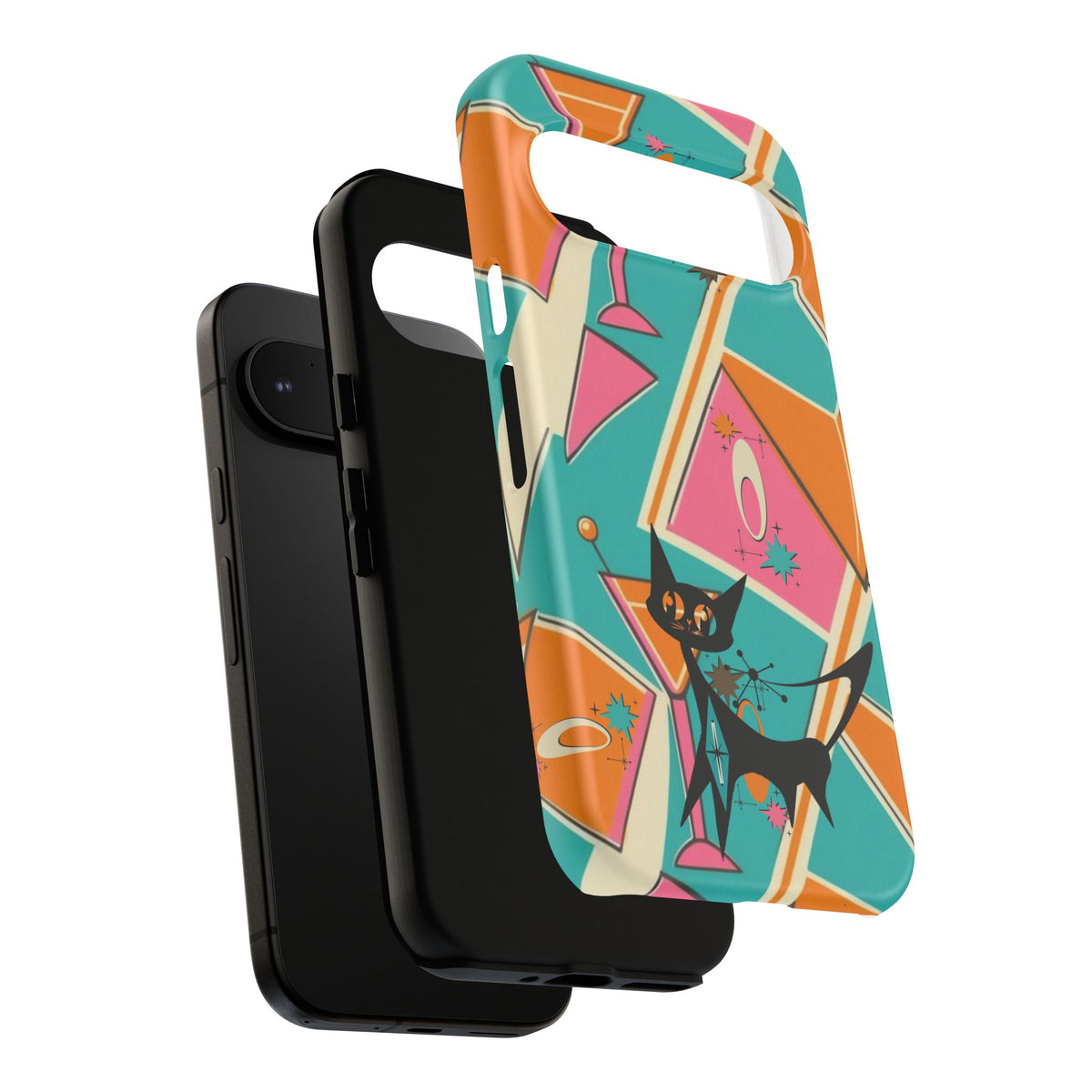 Atomic Cat Mid Mod Retro Cat Phone Case - Tough Cases for Stylish Cat Lovers