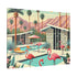 50s Mid Century Modern Wall Art, Palm Springs Flamingo Breeze Block MCM Art - Mid Century Modern Gal