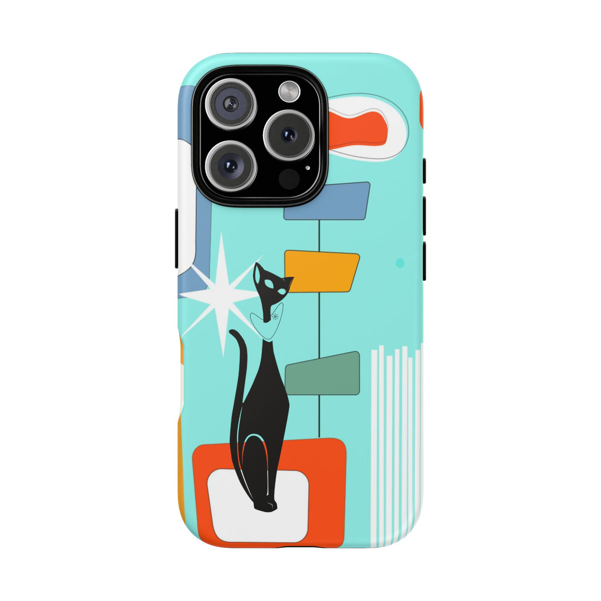 Atomic Cat, Mid Mod Aqua Blue, Geometric, Samsung, Google Pixel, Apple iPhone Tough Cases