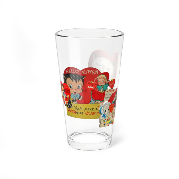 Vintage Valentine Collaged-Inspired Valentine's Mixing Glass - 16oz - Perfect for Love Celebrations
