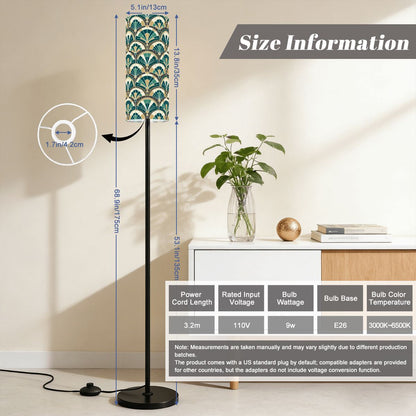 Art Deco Peacock Inspired Slim Floor Lamp - Mid Century Modern Gal