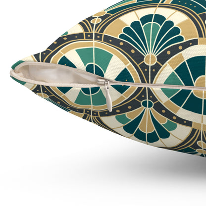 Art Deco Peacock Inspired Pillow Cover and Insert