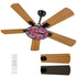 Mid Century Modern Bauhaus Red, Blue, Green Yellow Geometric Designed Ceiling Fan With Light - Mid Century Modern Gal