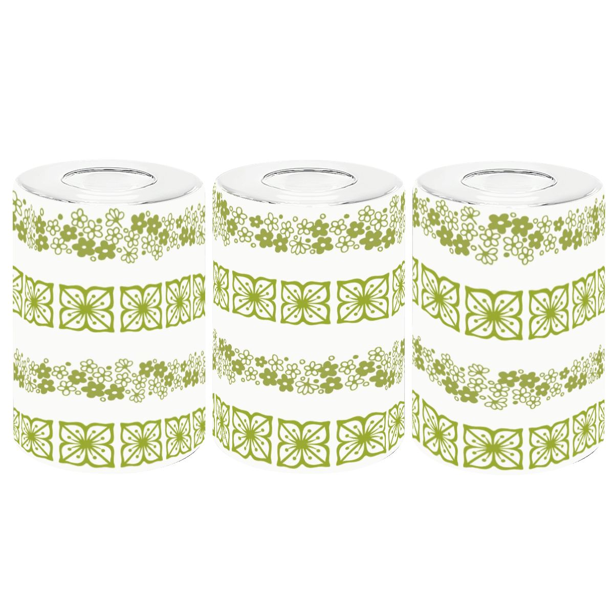 Pyrex Verde Green Crazy Daisy Glass Cylindrical Lampshades - Mid Century Modern Gal