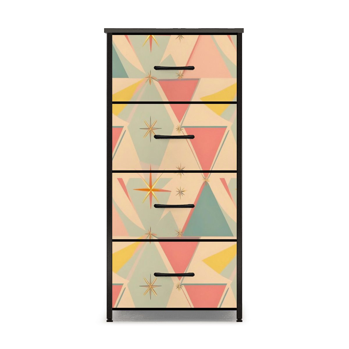 Franciscan Starburst Vintage 50s Pattern Mid Century Modern 4-Drawer Dresser - Mid Century Modern Gal