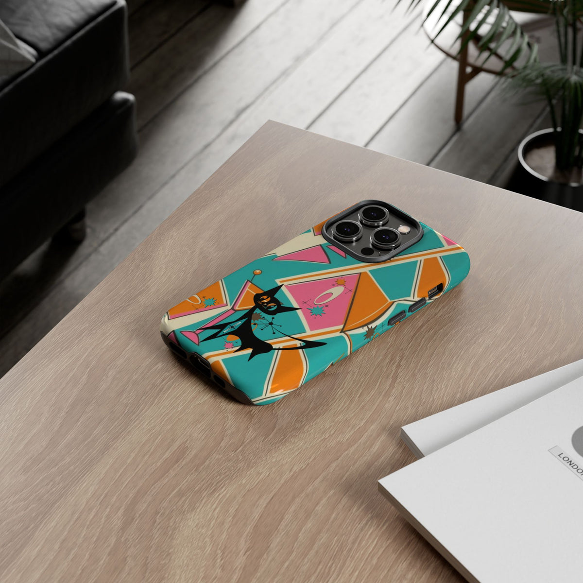 Atomic Cat Mid Mod Retro Cat Phone Case - Tough Cases for Stylish Cat Lovers