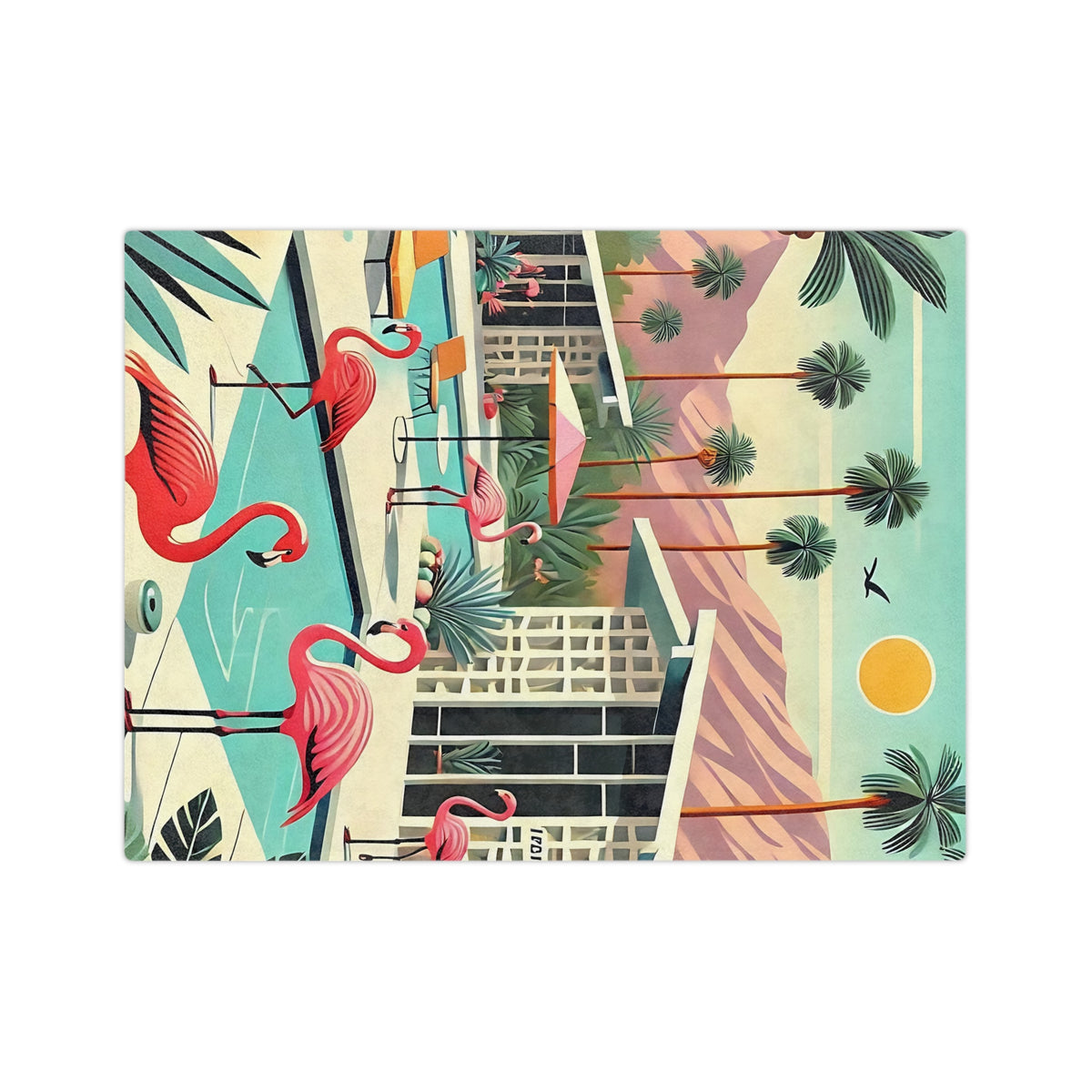 Mid Century Modern 50s Flamingo, Breeze Block, Kitschy Mod Cozy Soft Blanket - Mid Century Modern Gal
