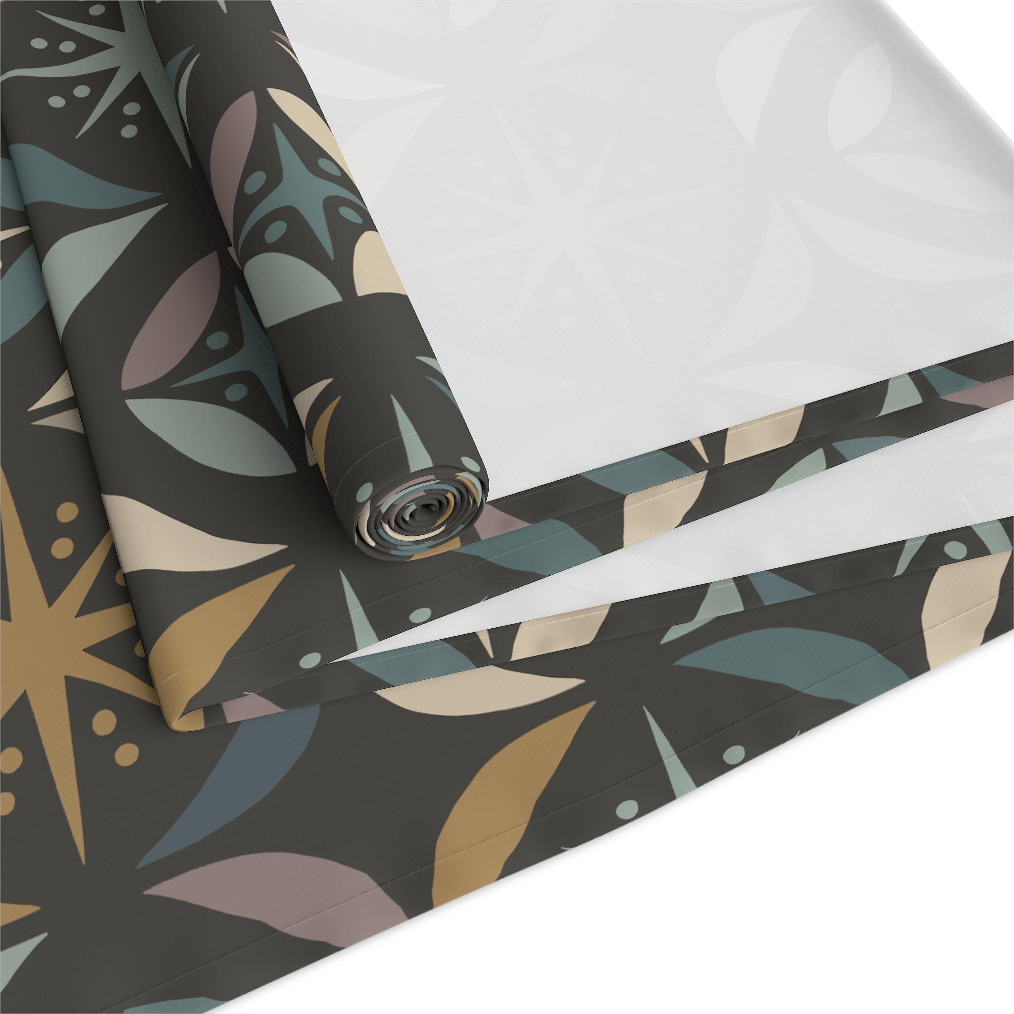 Mid Century Modern Elegant Gray Geometric Starburst Table Runner - Mid Century Modern Gal