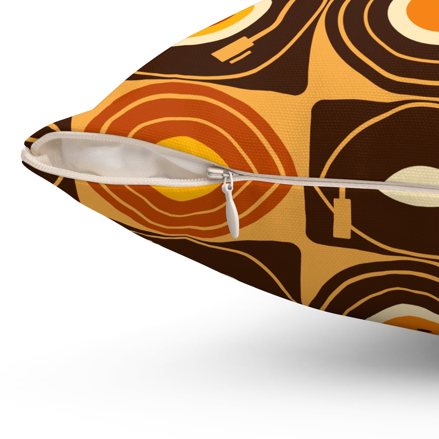 Groovy Retro Record Players, Brown Orange Yellow, Pillow Cover and Insert - Mid Century Modern Gal