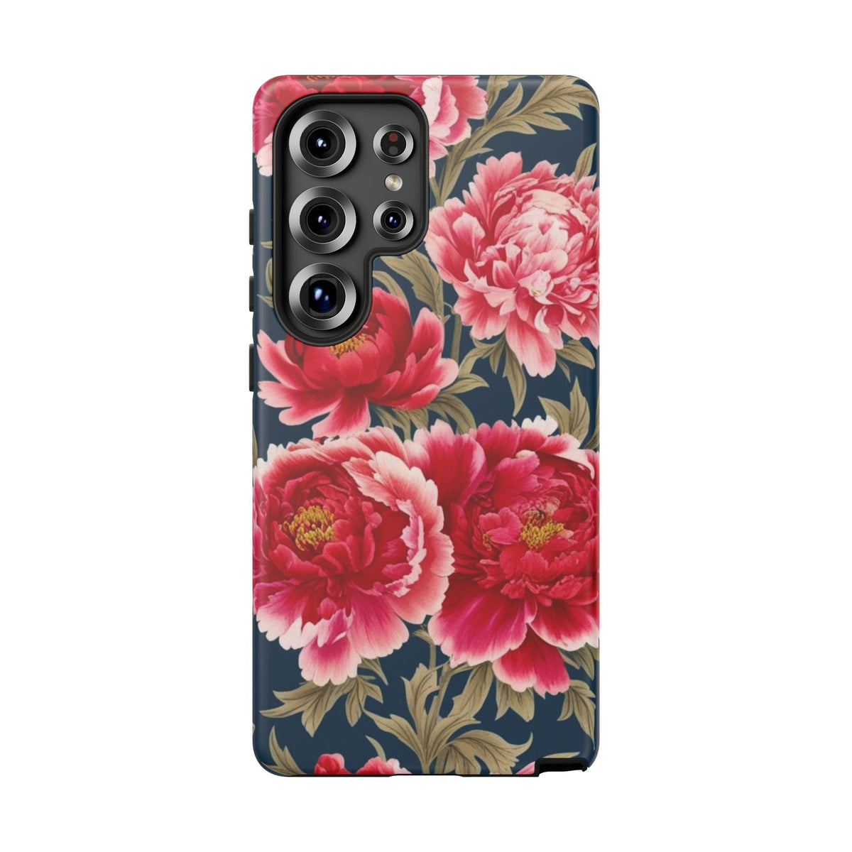 Chinoiserie Royal Blue Pink, Red Roses And Peony Floral Tough Phone Case