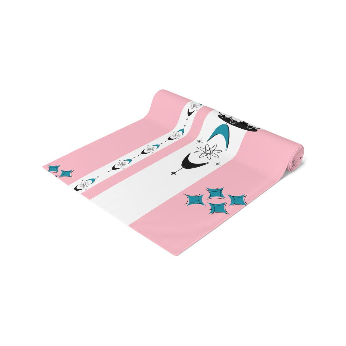 Atomic Poodle Mid Century Modern Pink Whimsical Cosmic Table Runner - Mid Century Modern Gal
