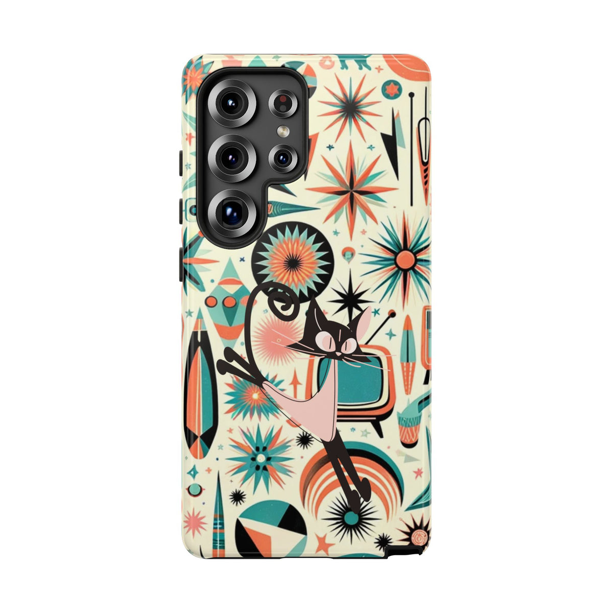 Atomic Kitty Boomerang Space Kitty Mid Century Modern Samsung, Smart Phone, Tough Cases