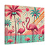 1950s Mid Century Modern Flamingo Art, Kitschy Pink, Teal, MCM Matte Canvas - Mid Century Modern Gal