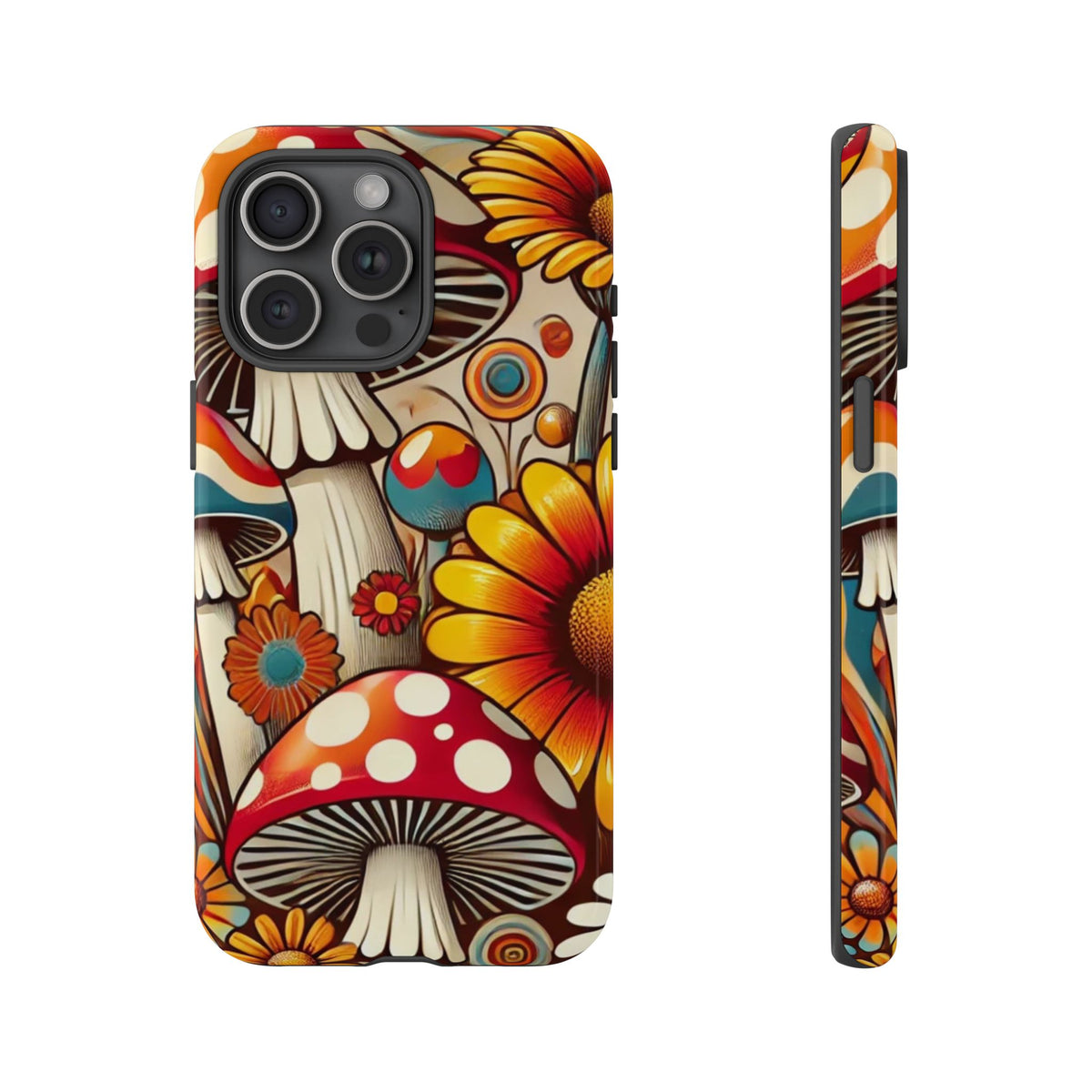 Colorful Mushroom Flower Phone Case - Boho Chic Design