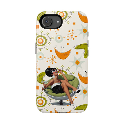 Mid Century Modern Atomic Starburst Mid Mod 60s Gal Retro Chic Tough Phone Case with Vintage Glamour Design