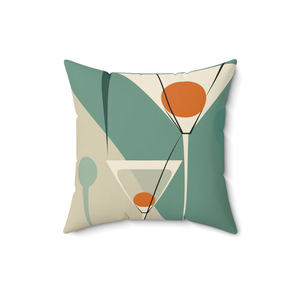 Modern Martini Decor Pillow - Stylish Spun Polyester Square Cushion for Home