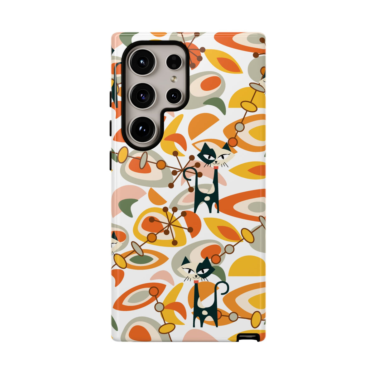 Atomic Cat Mid Mod Orange, Yellow, Groovy Cat Smart Phone Tough Cases - Mid Century Modern Gal