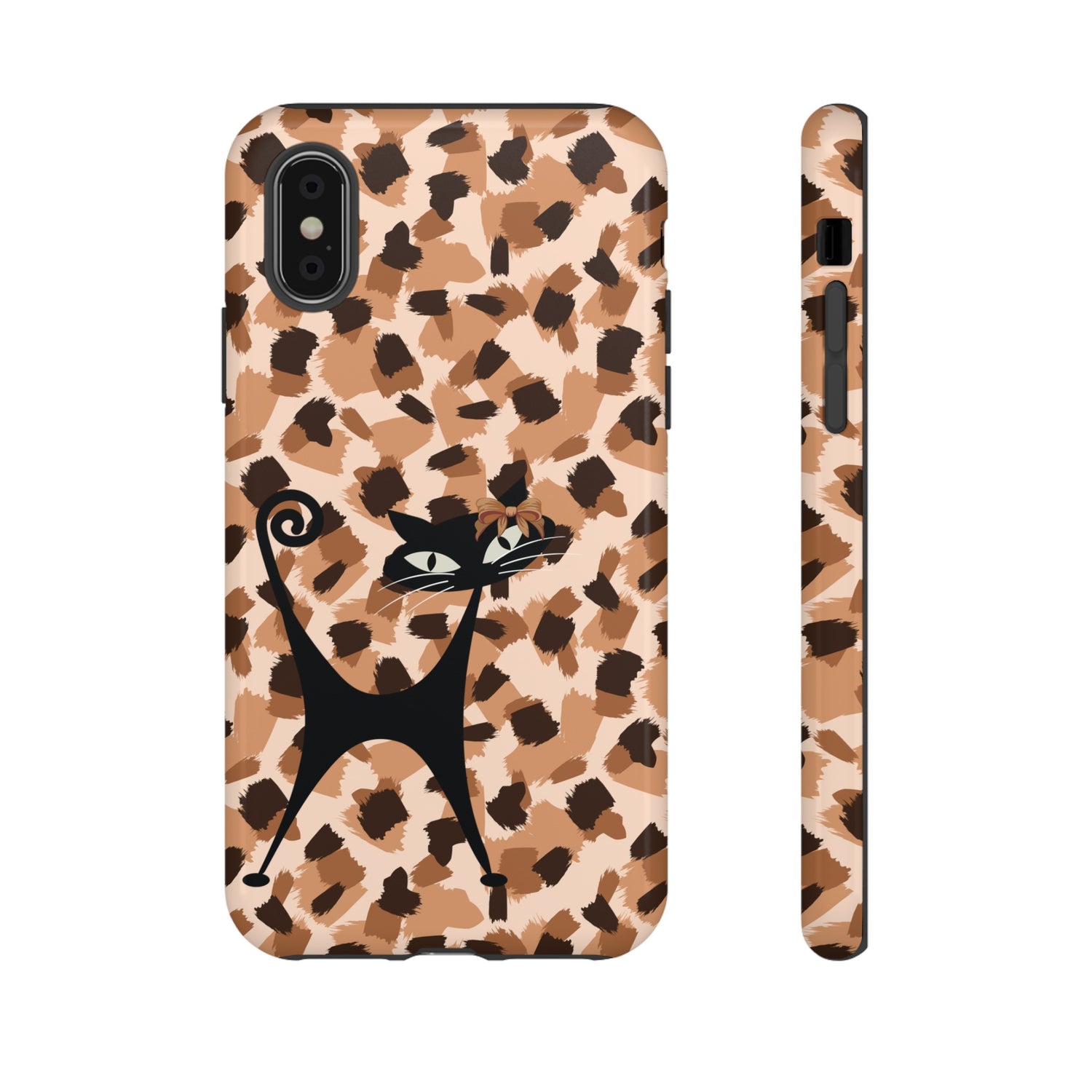 Mid Century Modern Atomic Cat, Animal Print Kitschy Trendy Smart Phone Tough Cases