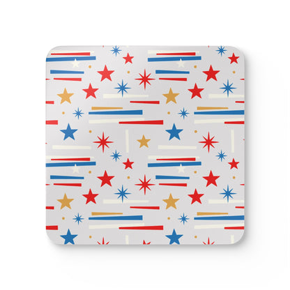 Mid Century Modern 4th of July Stars Corkwood Coaster Set - Mid Century Modern Gal