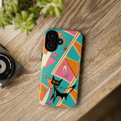 Atomic Cat Mid Mod Retro Cat Phone Case - Tough Cases for Stylish Cat Lovers