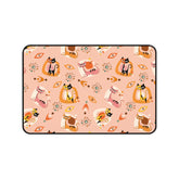 Atomic Cat Desk Mat, Mid Century Modern Office Kitschy Coral Cute Kitties Office Decor - Mid Century Modern Gal