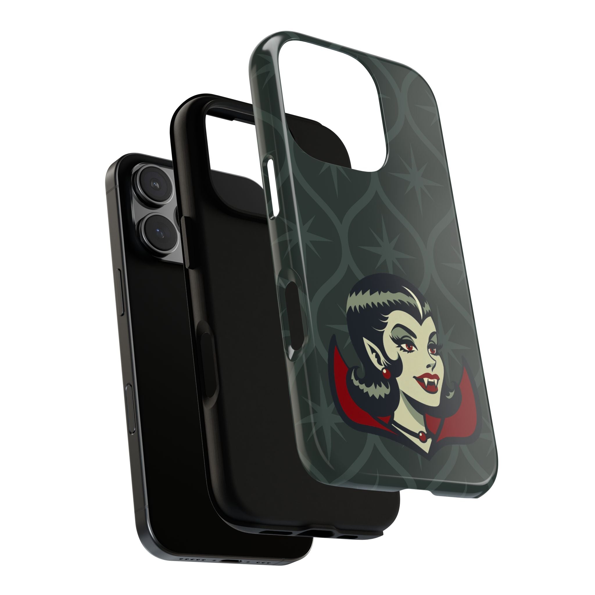 Vampire Dracula Girl Halloween Goth Horror Buff MCM Green Tough Phone Case