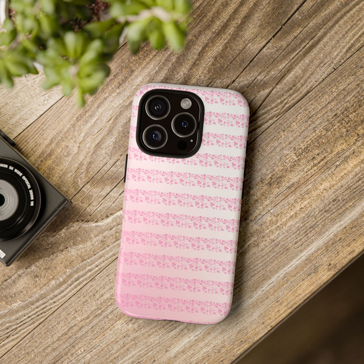 Pink Pyrex Gooseberry Striped Phone Case, Stylish Phone Cover, Tough Protective Case, Cute Cell Phone Case, Trending Gift for Her