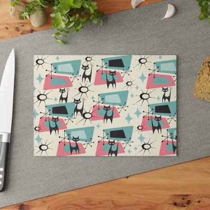 Atomic Space Cat, Cheese Board, Party Glass Cutting Board