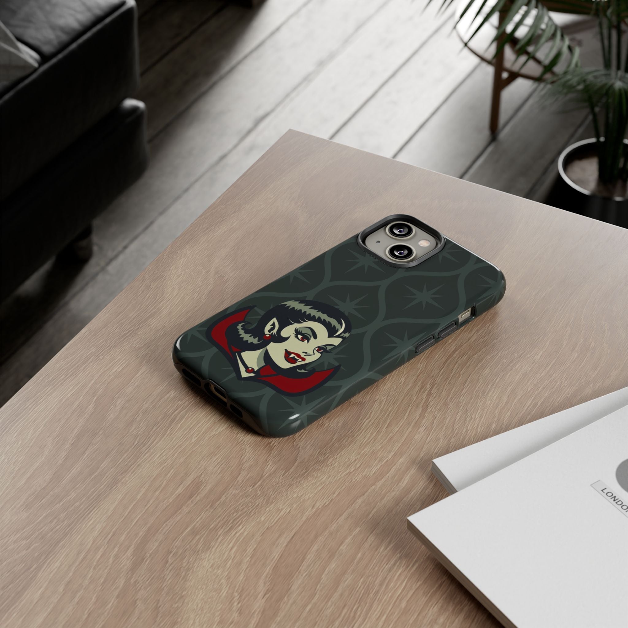 Vampire Dracula Girl Halloween Goth Horror Buff MCM Green Tough Phone Case