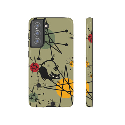 Mid Century Modern Atomic Cat, Retro Chic Groovy Mod Samsung, Smart Phone Tough Cases