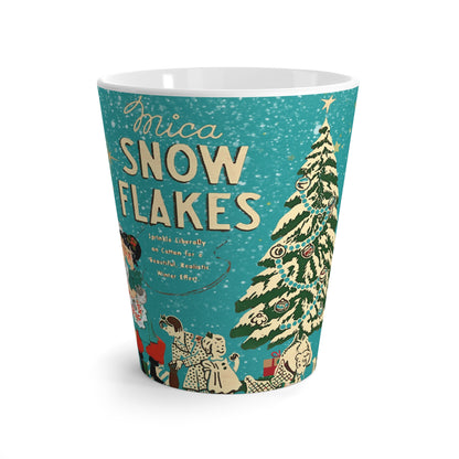 Vintage Mica Snow Flakes, Kitschy Mod 50s Vintage Ad Latte Mug