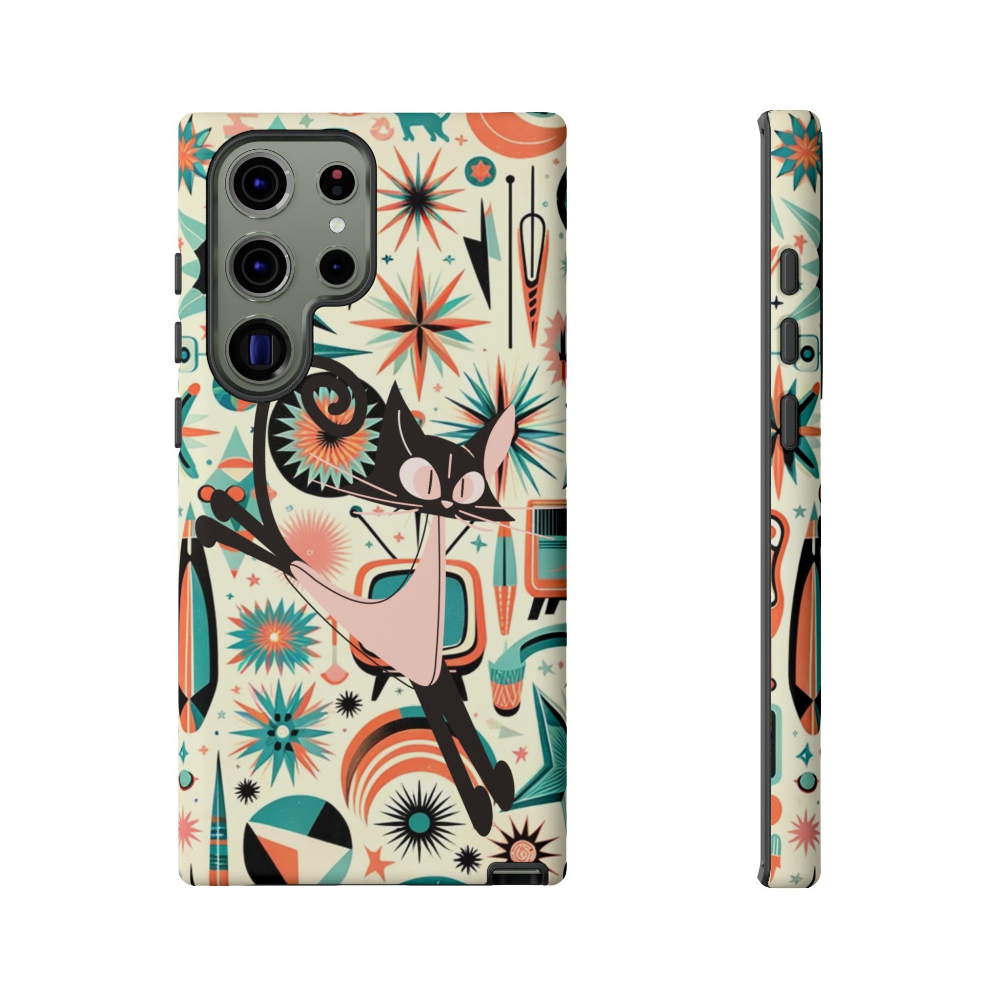 Atomic Kitty Boomerang Space Kitty Mid Century Modern Samsung, Smart Phone, Tough Cases