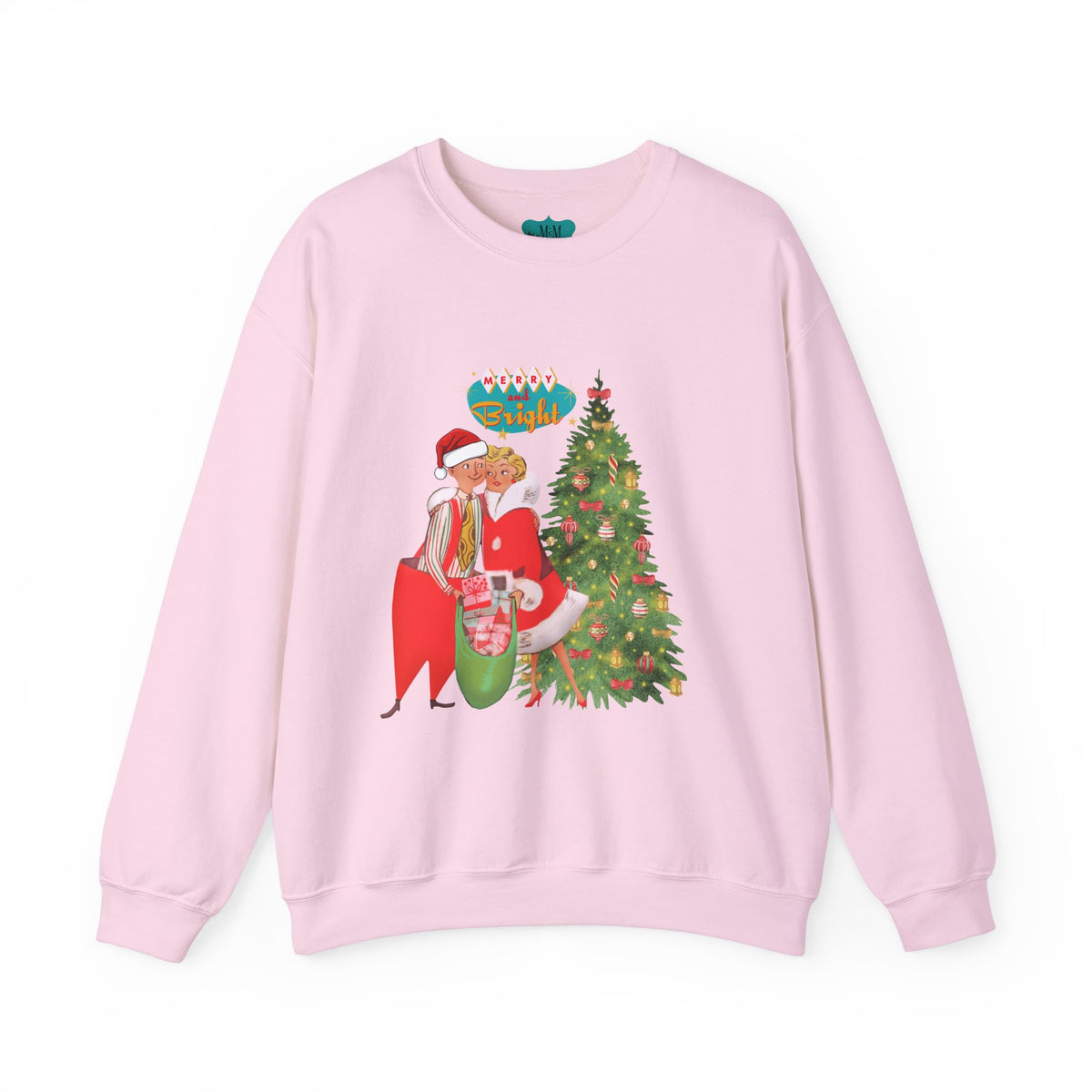Festive Merry & Bright Crewneck Sweatshirt for Holiday Cheer - Mid Century Modern Gal