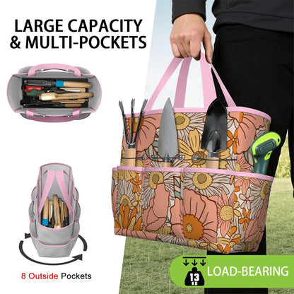 70s Floral Pink Orange Garden Tool Bag