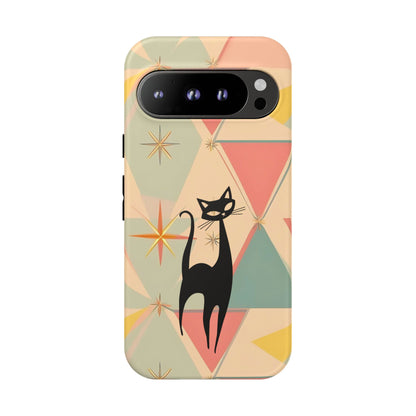 Atomic Cat Mid Mod Retro Cat Phone Case | Tough Cases with Vintage Vibe | Ideal for Cat Lovers