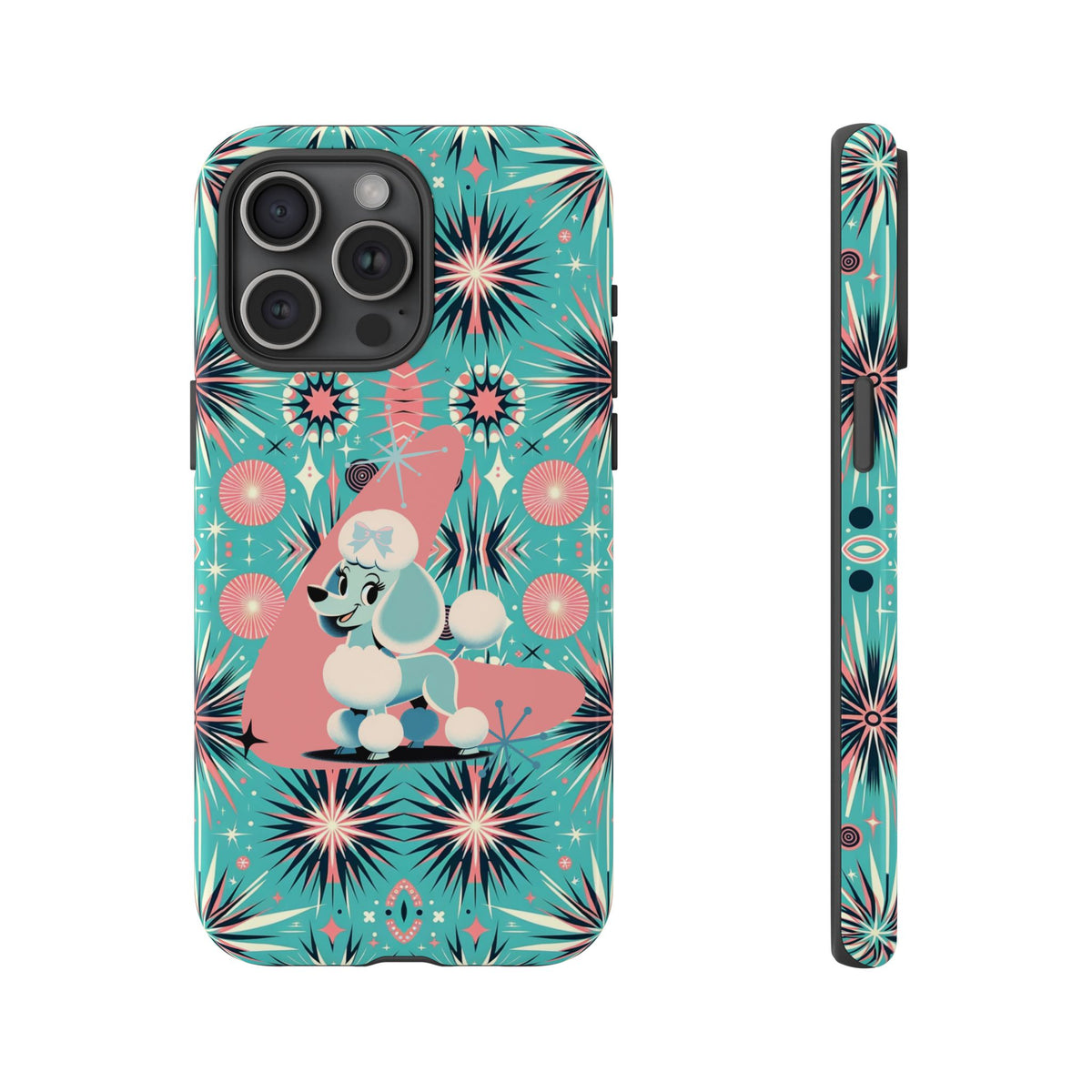1950s Mid Century Modern Atomic Pink, Poodle Retro Smart Phone Tough Cases - Mid Century Modern Gal