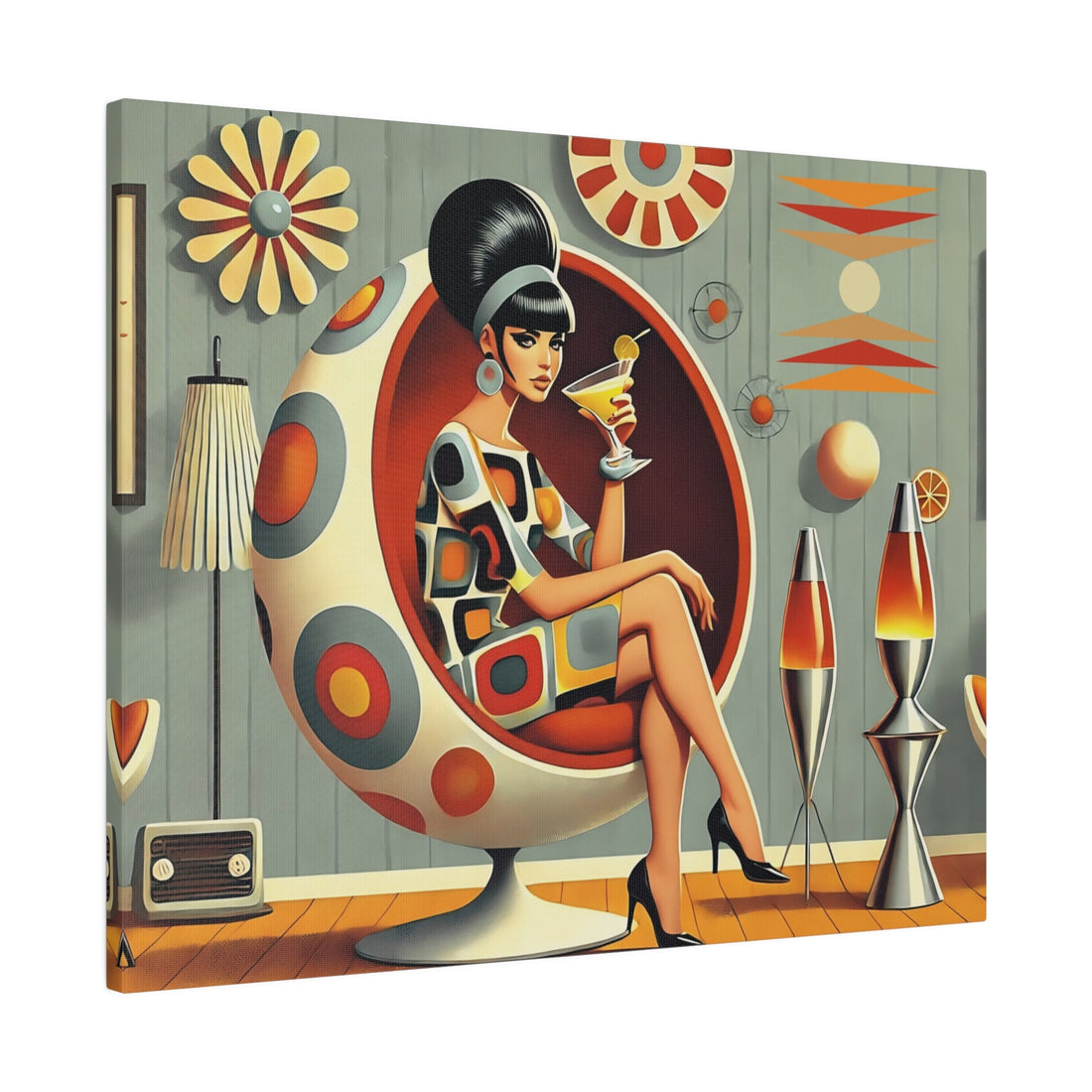 Retro Mod Gal, Atomic Age Kitschy 60s Groovy Wall Art - Mid Century Modern Gal