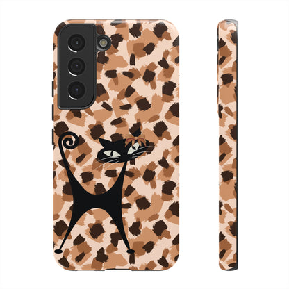 Mid Century Modern Atomic Cat, Animal Print Kitschy Trendy Smart Phone Tough Cases