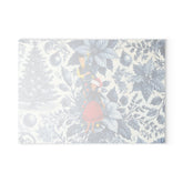 Christmas Toile, Blue White Kitschy Mod 50s Style Holiday Cheese Glass Cutting Board - Mid Century Modern Gal