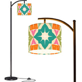 Atomic 50s Starburst Diamond Kitschy Orange, Teal, Green Mid Century Modern Arc Floor Lamp - Mid Century Modern Gal