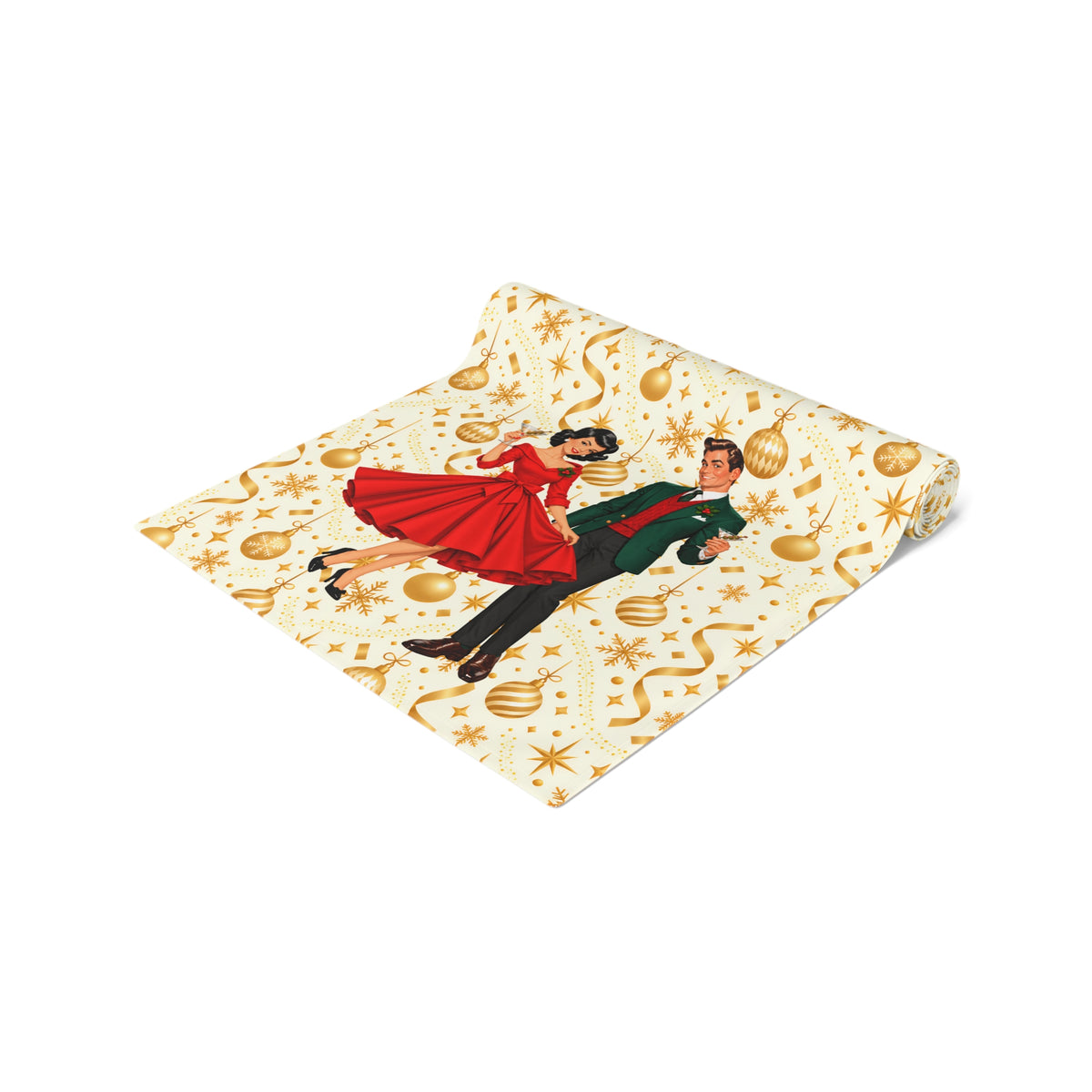 Mid Century Modern Christmas Party Martini Couple Table Runner
