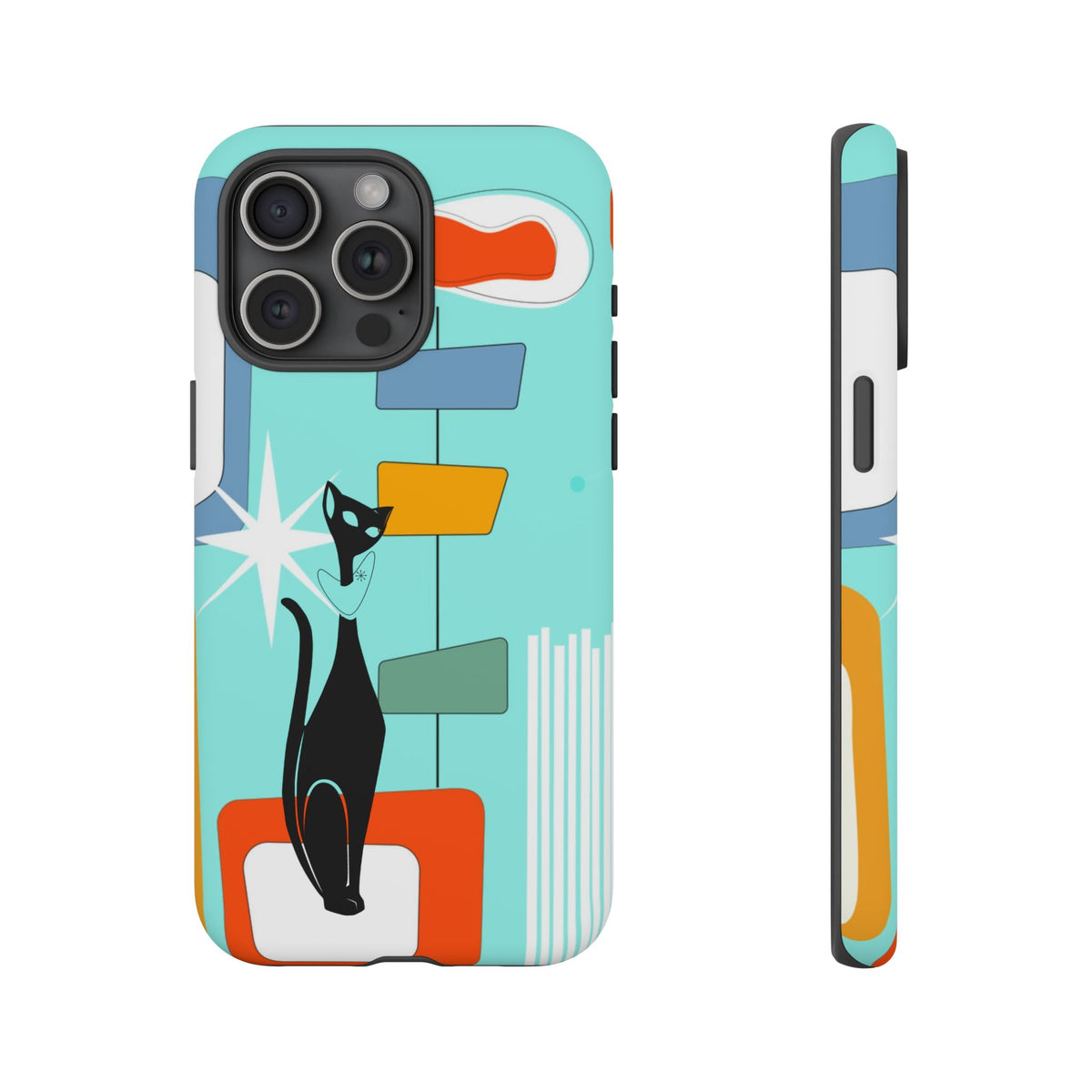Atomic Cat, Mid Mod Aqua Blue, Geometric, Samsung, Google Pixel, Apple iPhone Tough Cases
