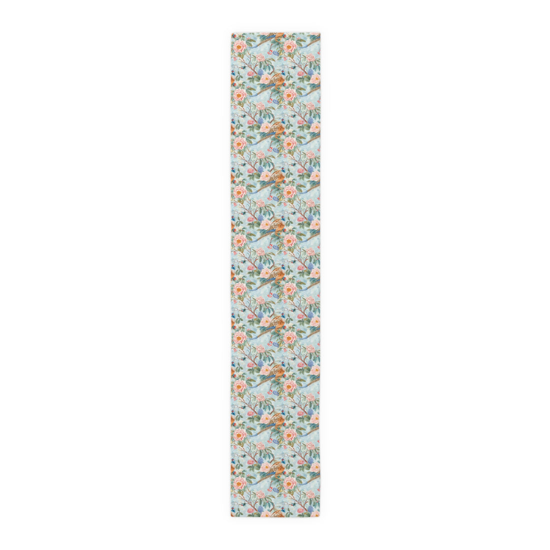 Chinoiserie Botanical Floral Table Runner - Elegant Table Linen Centerpiece for Home Decor