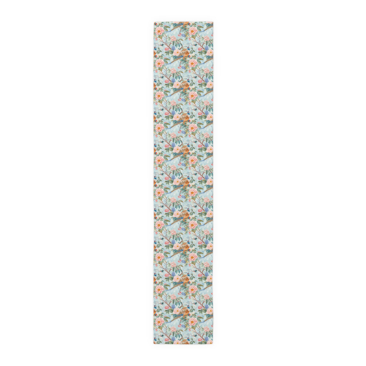 Chinoiserie Botanical Floral Table Runner - Elegant Table Linen Centerpiece for Home Decor - Mid Century Modern Gal
