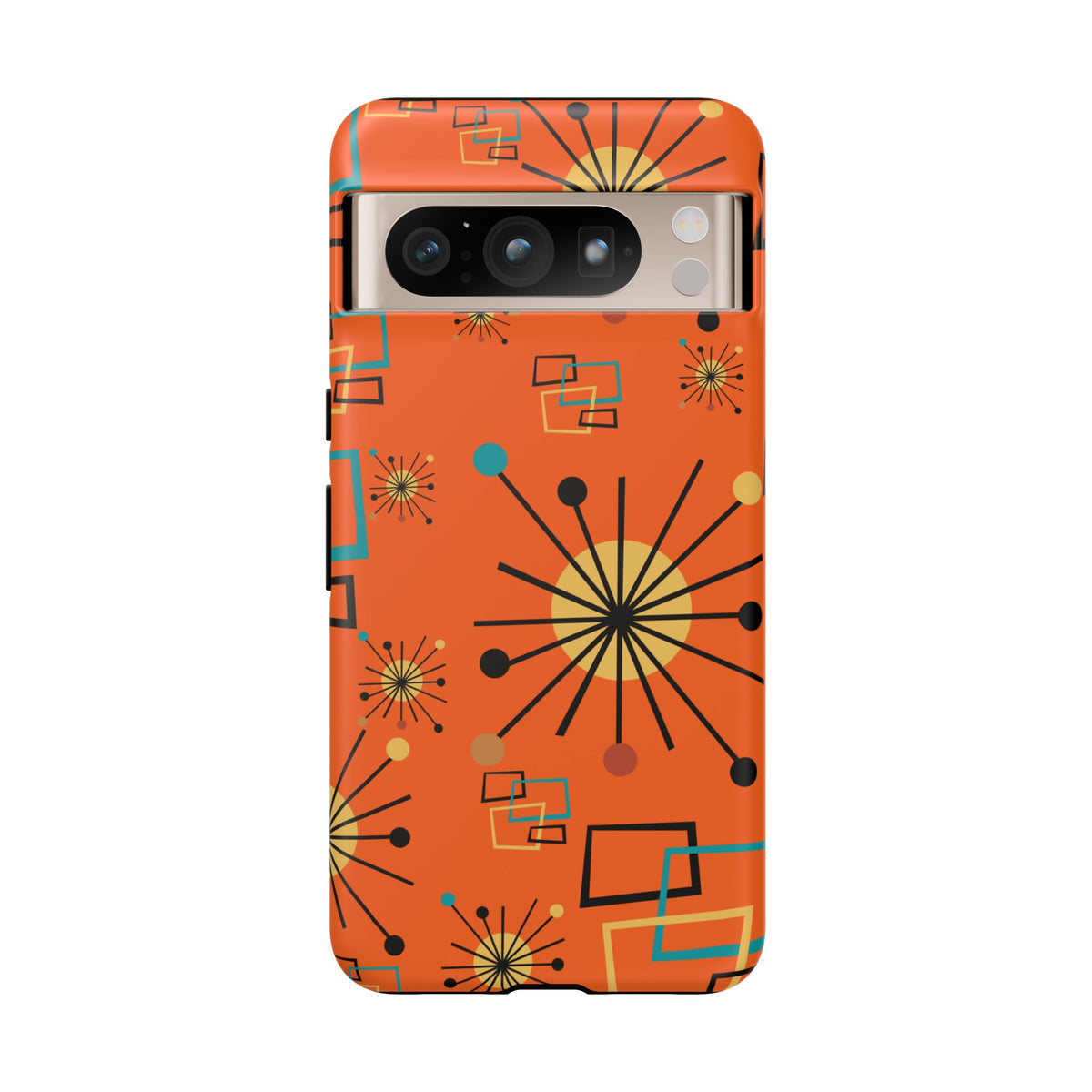 Mid Century Modern Sinatra Orange, Starburst, Geometric Funky Fun Tough Phone Case