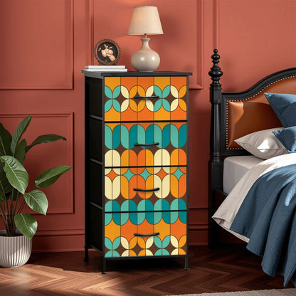 Mid Century Modern Orange Teal 4-Drawer Dresser - Mid Century Modern Gal