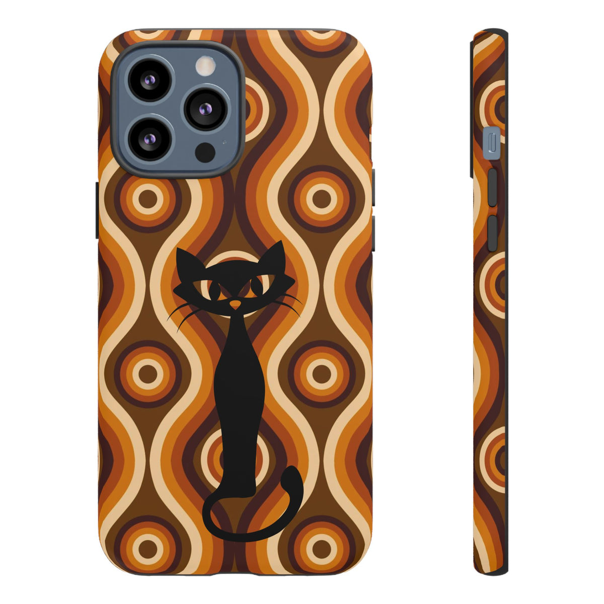 Retro Phone Case, Groovy Brown, Atomic Kitsch Cat Tough Smart Phone Cases - Mid Century Modern Gal