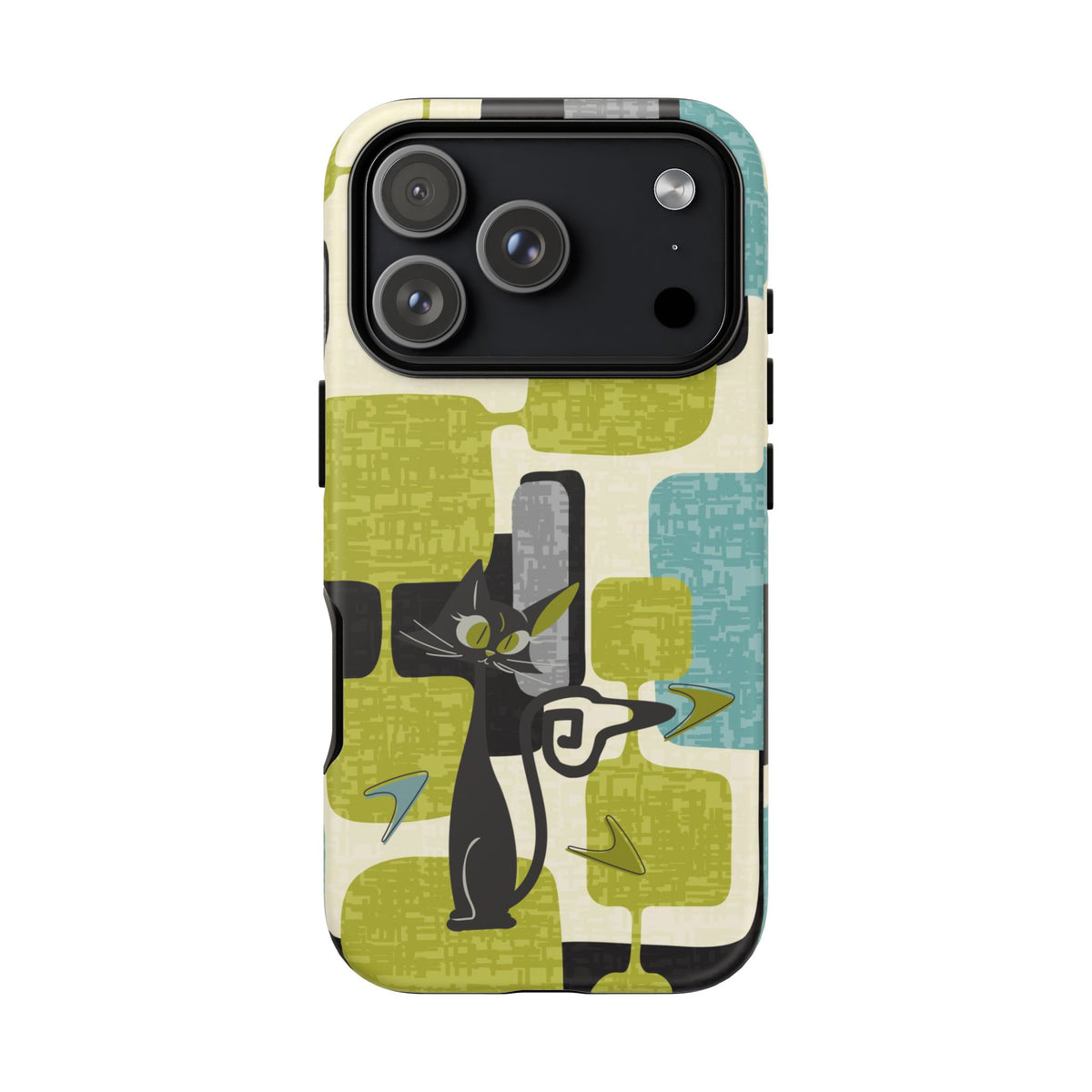 Mid Century Modern Geometric Kitschy Cat, Boomerang Retro Smart Phone Tough Cases