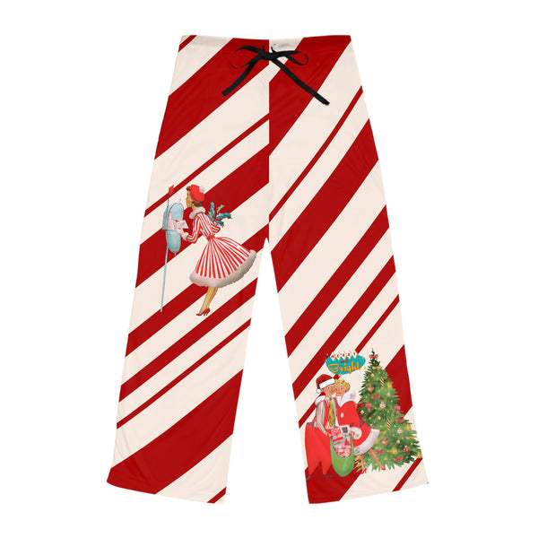 Festive Women's Pajama Pants - Christmas Stripes & Vintage Characters