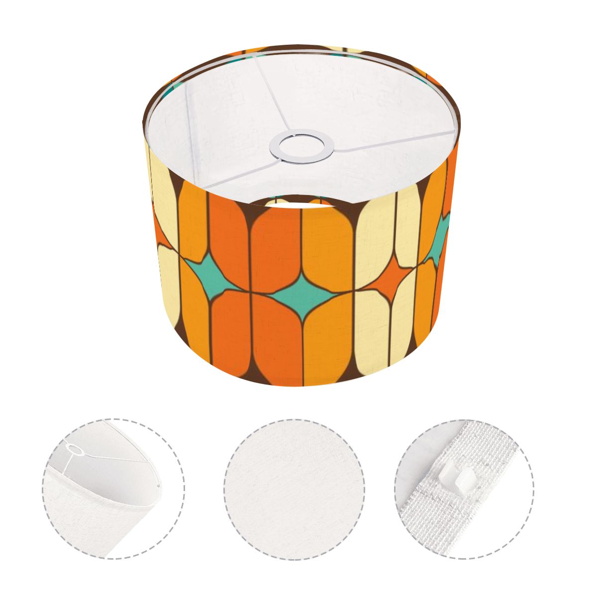 Mid Century Modern Orange, Teal Geometric Designed Mod Lamp SHADE ONLY - For Arc Floor Lamps Only - Mid Century Modern Gal